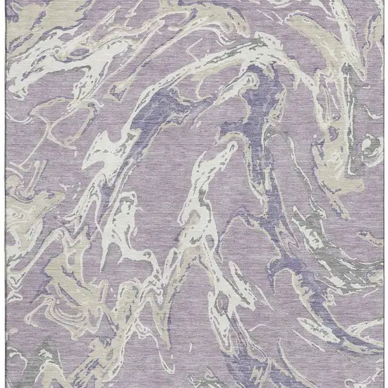 Lavender Ivory And Beige Abstract Washable Area Rug With UV Protection Photo 3