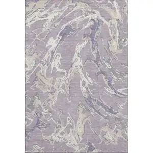 Photo of Lavender Ivory And Beige Abstract Washable Area Rug With UV Protection