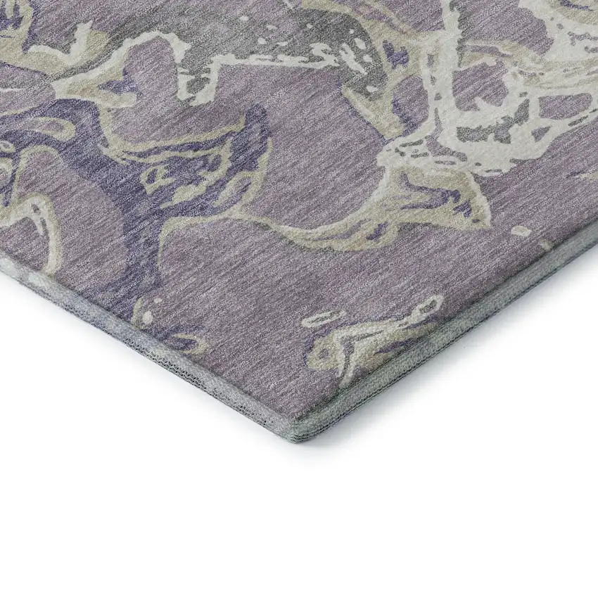 Lavender Ivory And Beige Abstract Washable Area Rug With UV Protection Photo 7