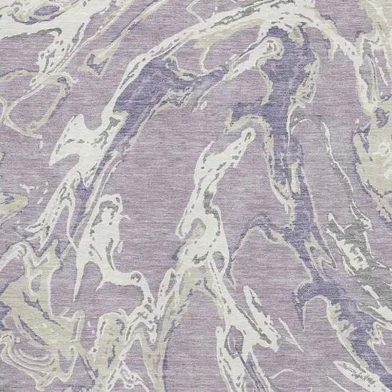 Lavender Ivory And Beige Abstract Washable Area Rug With UV Protection Photo 2