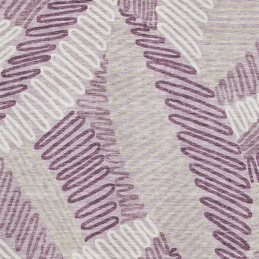 Lavender Ivory And Beige Floral Washable Area Rug With UV Protection Photo 3