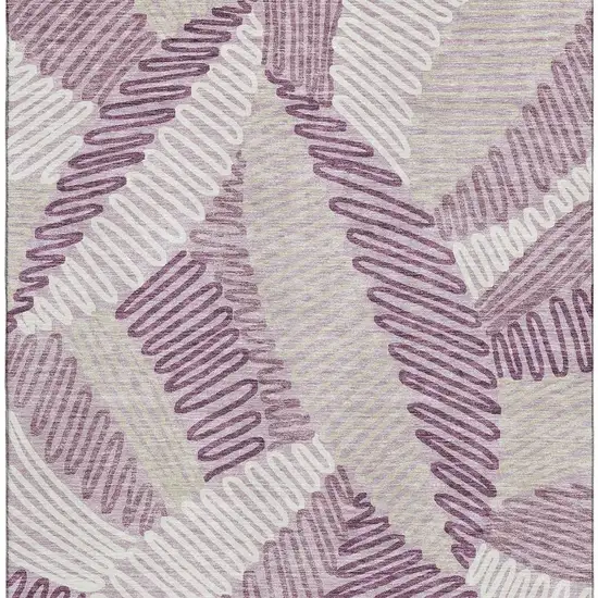 Lavender Ivory And Beige Floral Washable Area Rug With UV Protection Photo 4