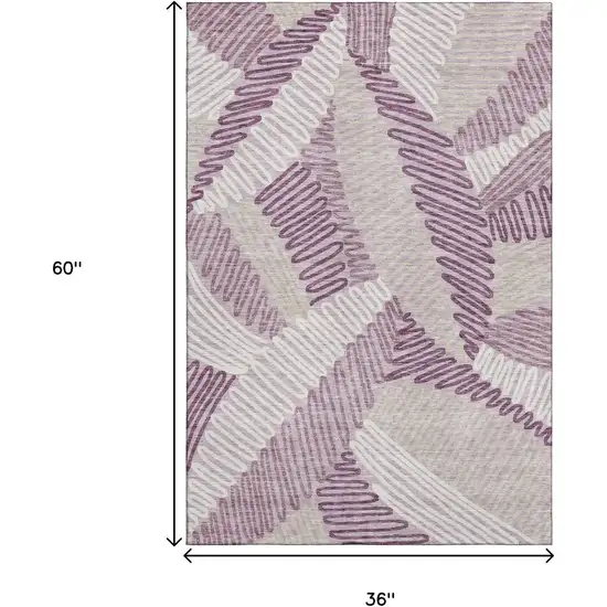 Lavender Ivory And Beige Floral Washable Area Rug With UV Protection Photo 3