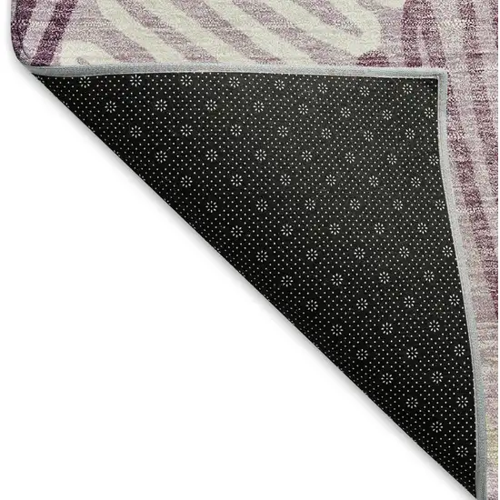 Lavender Ivory And Beige Floral Washable Area Rug With UV Protection Photo 7