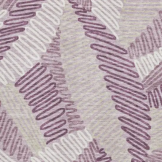 Lavender Ivory And Beige Floral Washable Area Rug With UV Protection Photo 3