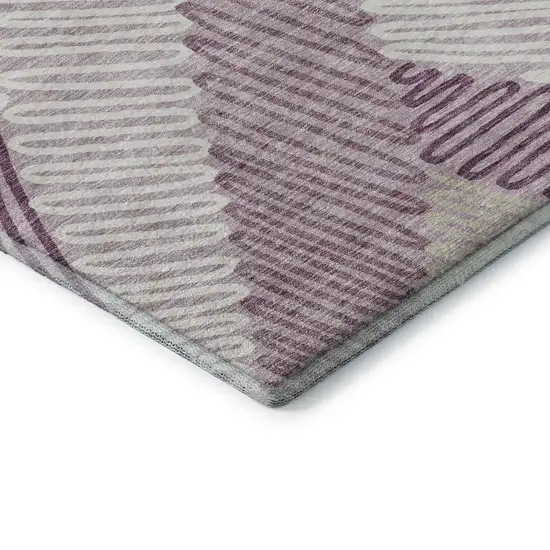 Lavender Ivory And Beige Floral Washable Area Rug With UV Protection Photo 8