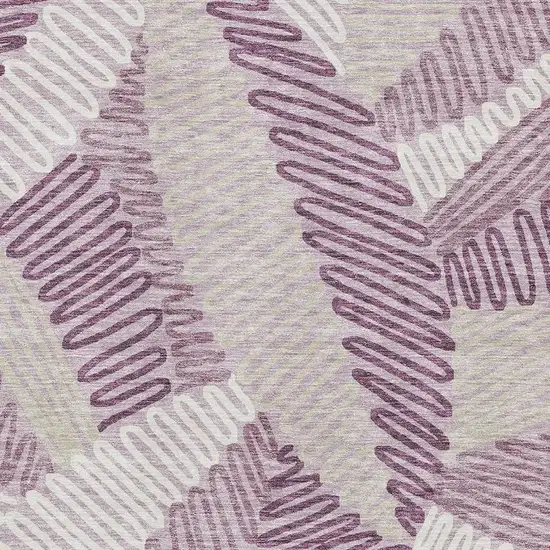 Lavender Ivory And Beige Floral Washable Area Rug With UV Protection Photo 3