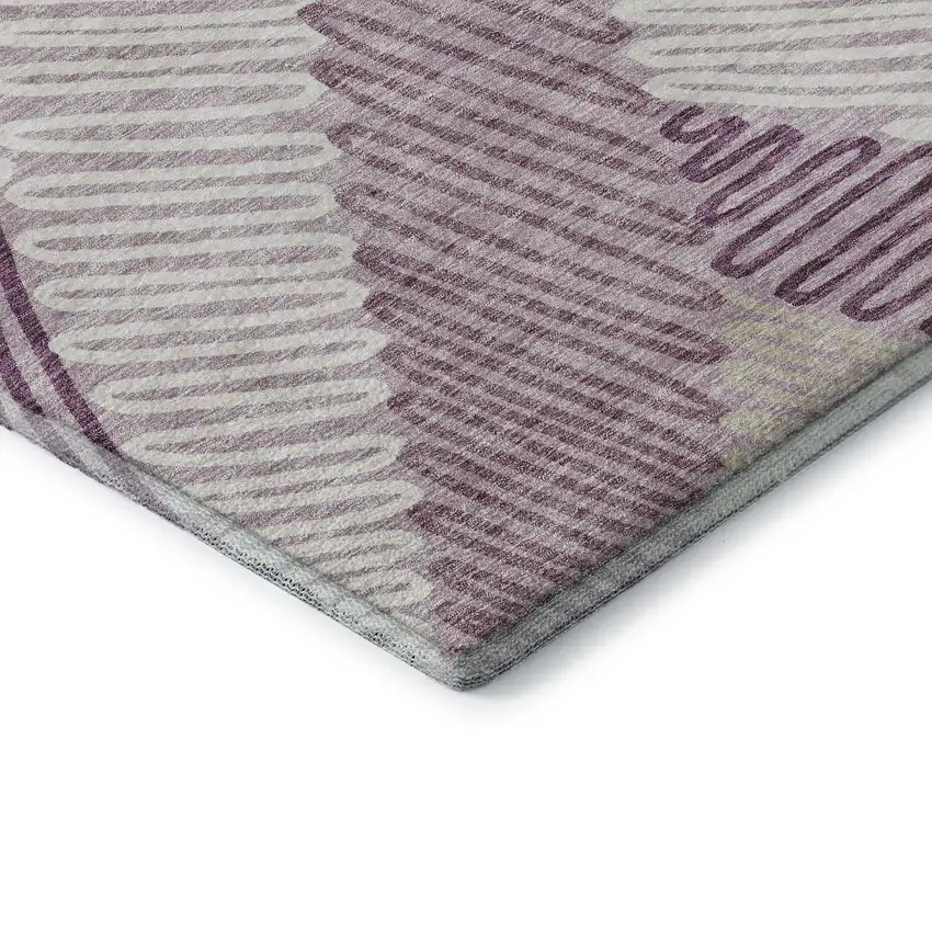 Lavender Ivory And Beige Floral Washable Area Rug With UV Protection Photo 8