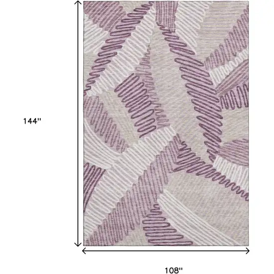 Lavender Ivory And Beige Floral Washable Area Rug With UV Protection Photo 3