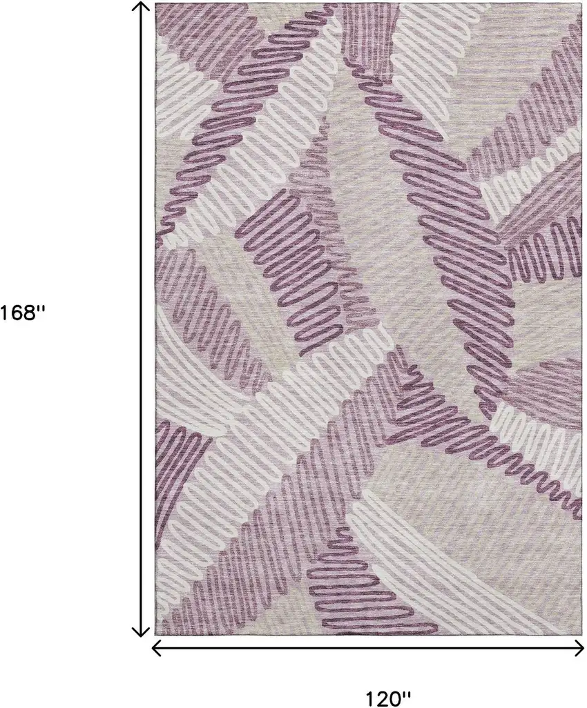 Lavender Ivory And Beige Floral Washable Area Rug With UV Protection Photo 3