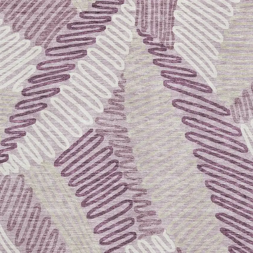 Lavender Ivory And Beige Floral Washable Area Rug With UV Protection Photo 3