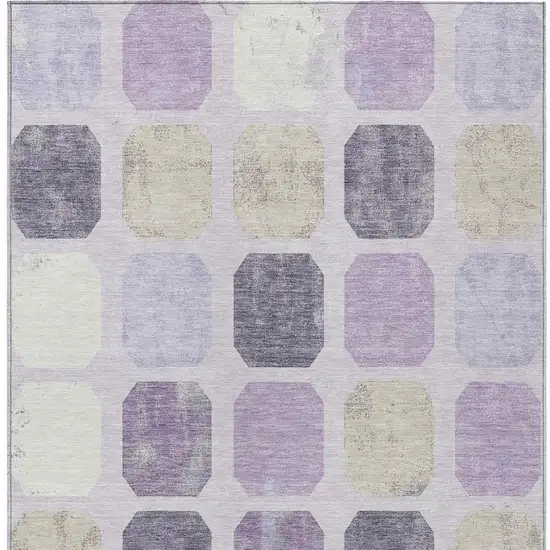 Lavender Ivory And Beige Geometric Washable Indoor Outdoor Area Rug Photo 1