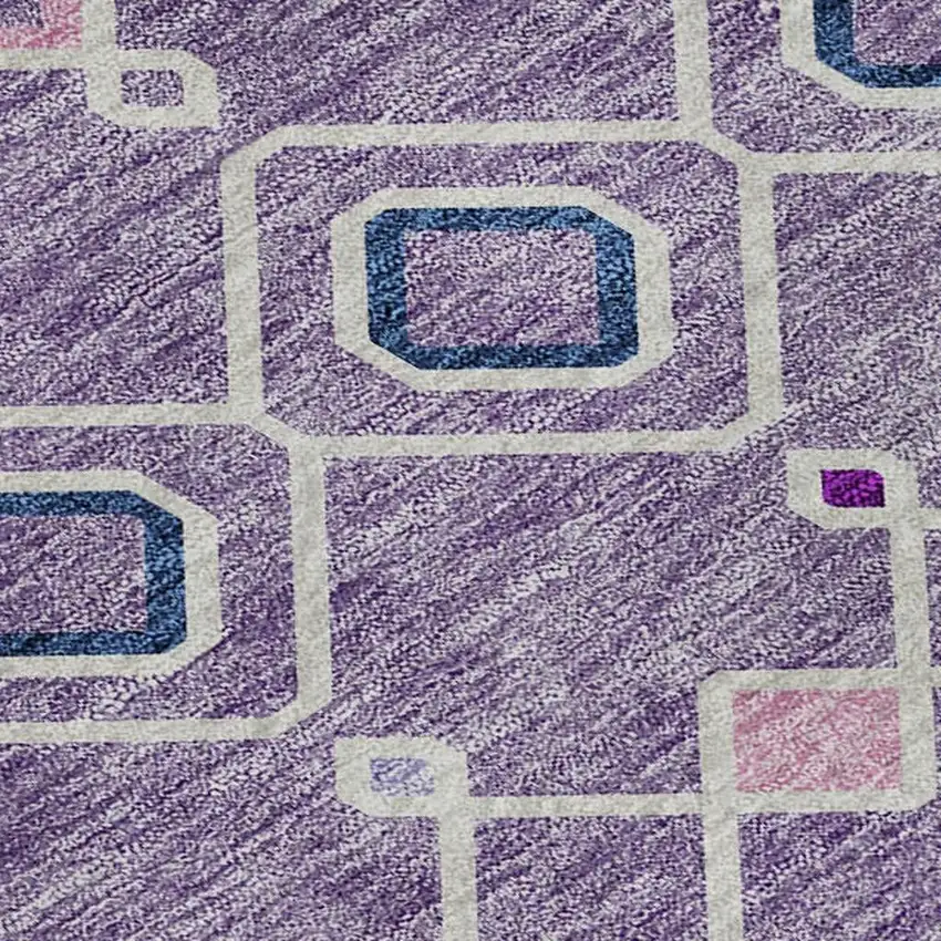 Lavender Ivory And Blue Southwestern Washable Area Rug With UV Protection Photo 2