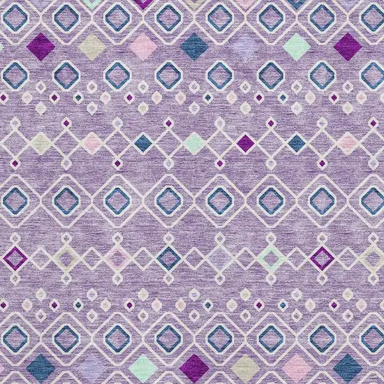 Lavender Ivory And Blue Southwestern Washable Area Rug With UV Protection Photo 3