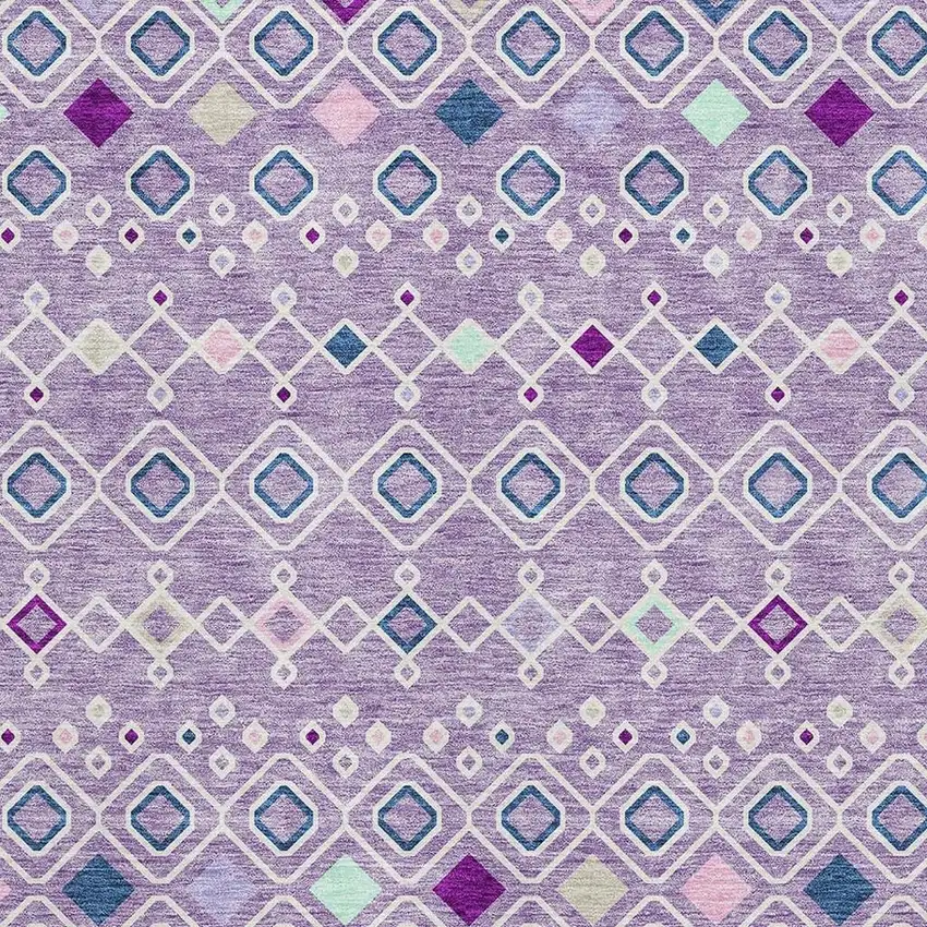Lavender Ivory And Blue Southwestern Washable Area Rug With UV Protection Photo 3