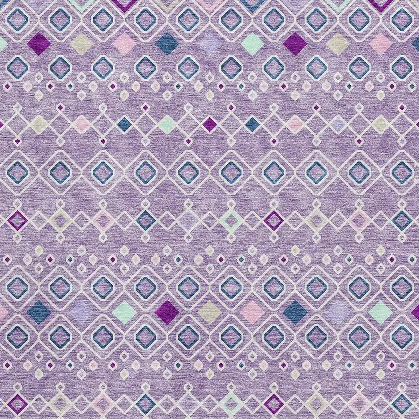 Lavender Ivory And Blue Southwestern Washable Area Rug With UV Protection Photo 4