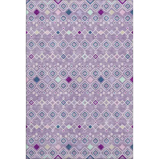 Lavender Ivory And Blue Southwestern Washable Area Rug With UV Protection Photo 6