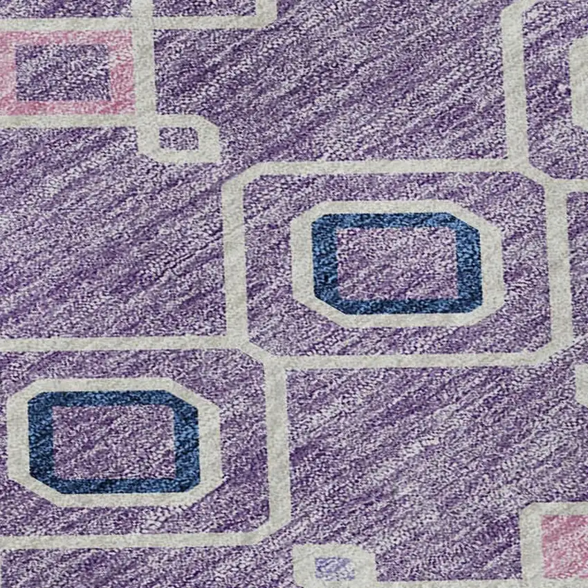 Lavender Ivory And Blue Southwestern Washable Area Rug With UV Protection Photo 2