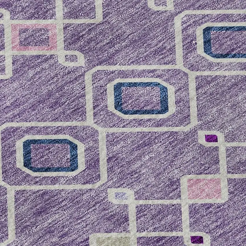 Lavender Ivory And Blue Southwestern Washable Area Rug With UV Protection Photo 3