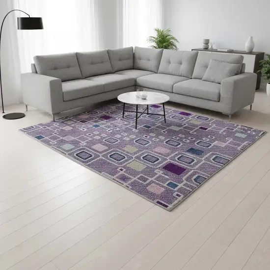 Lavender Ivory And Blue Southwestern Washable Area Rug With UV Protection Photo 2