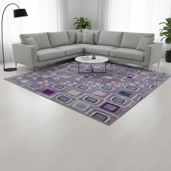 Lavender Ivory And Blue Southwestern Washable Area Rug With UV Protection Photo 2