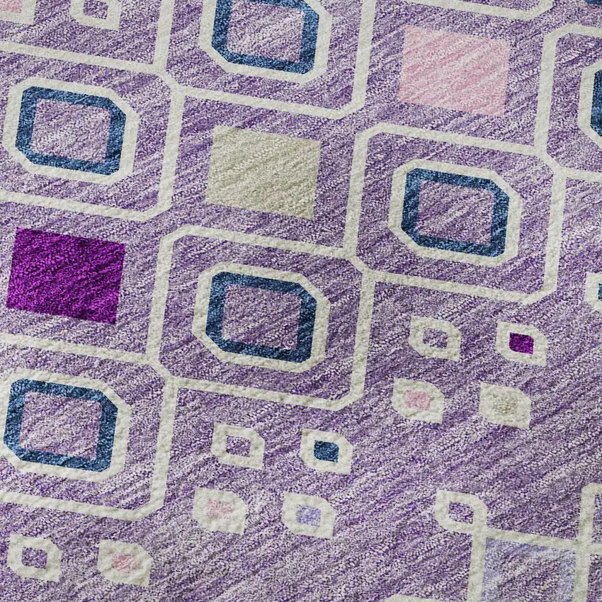 Lavender Ivory And Blue Southwestern Washable Area Rug With UV Protection Photo 9