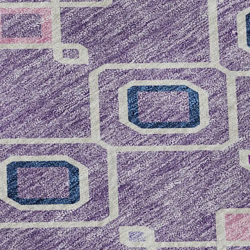 Lavender Ivory And Blue Southwestern Washable Area Rug With UV Protection Photo 2