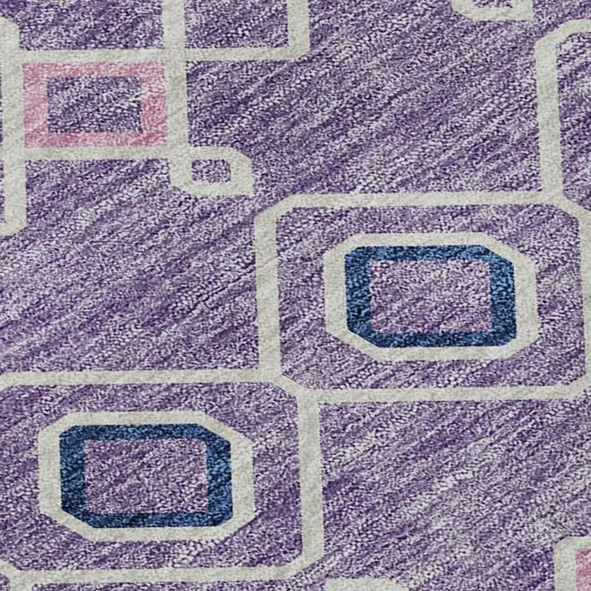 Lavender Ivory And Blue Southwestern Washable Area Rug With UV Protection Photo 2