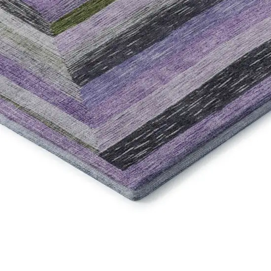 Lavender Ivory And Charcoal Geometric Washable Area Rug With UV Protection Photo 8