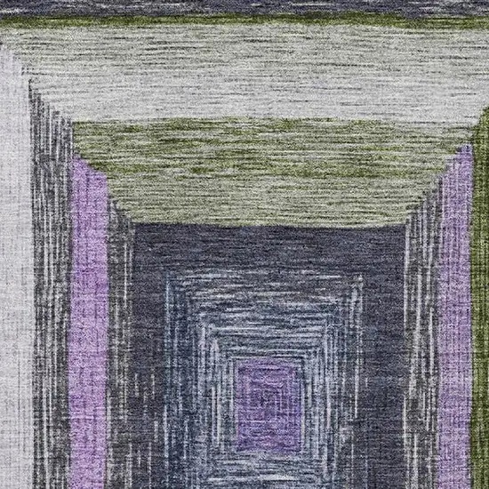 Lavender Ivory And Charcoal Geometric Washable Area Rug With UV Protection Photo 3