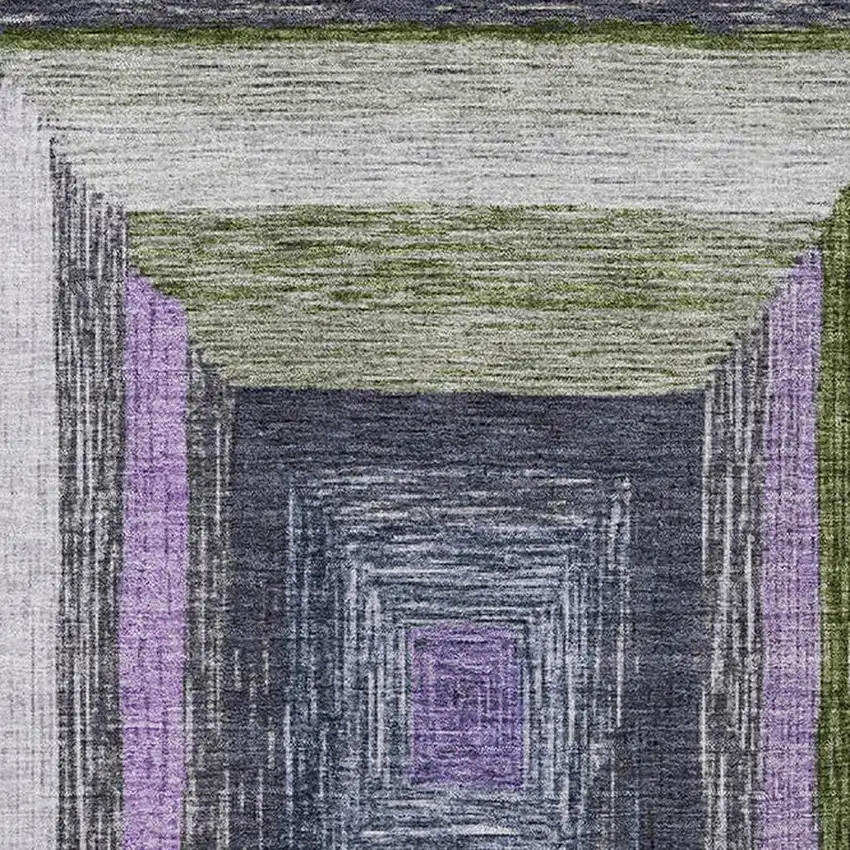 Lavender Ivory And Charcoal Geometric Washable Area Rug With UV Protection Photo 3