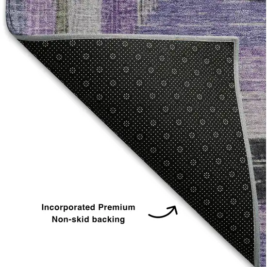 Lavender Ivory And Charcoal Geometric Washable Area Rug With UV Protection Photo 7