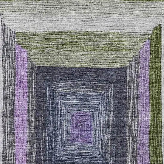 Lavender Ivory And Charcoal Geometric Washable Area Rug With UV Protection Photo 3