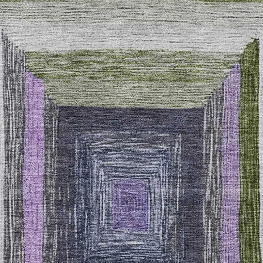 Lavender Ivory And Charcoal Geometric Washable Area Rug With UV Protection Photo 3