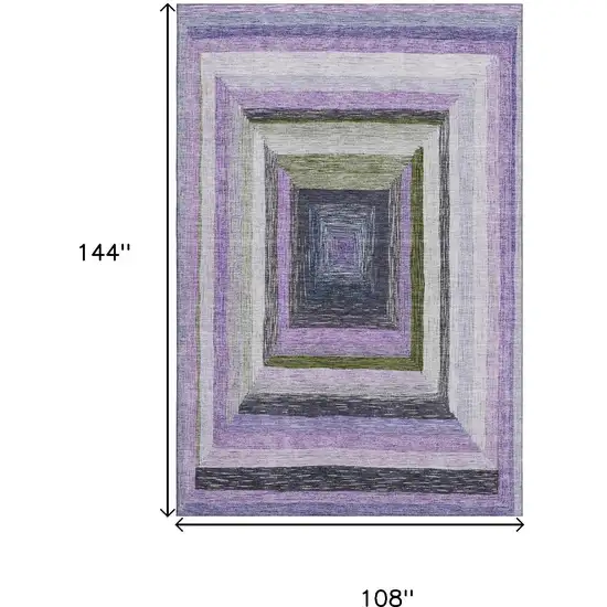Lavender Ivory And Charcoal Geometric Washable Area Rug With UV Protection Photo 9