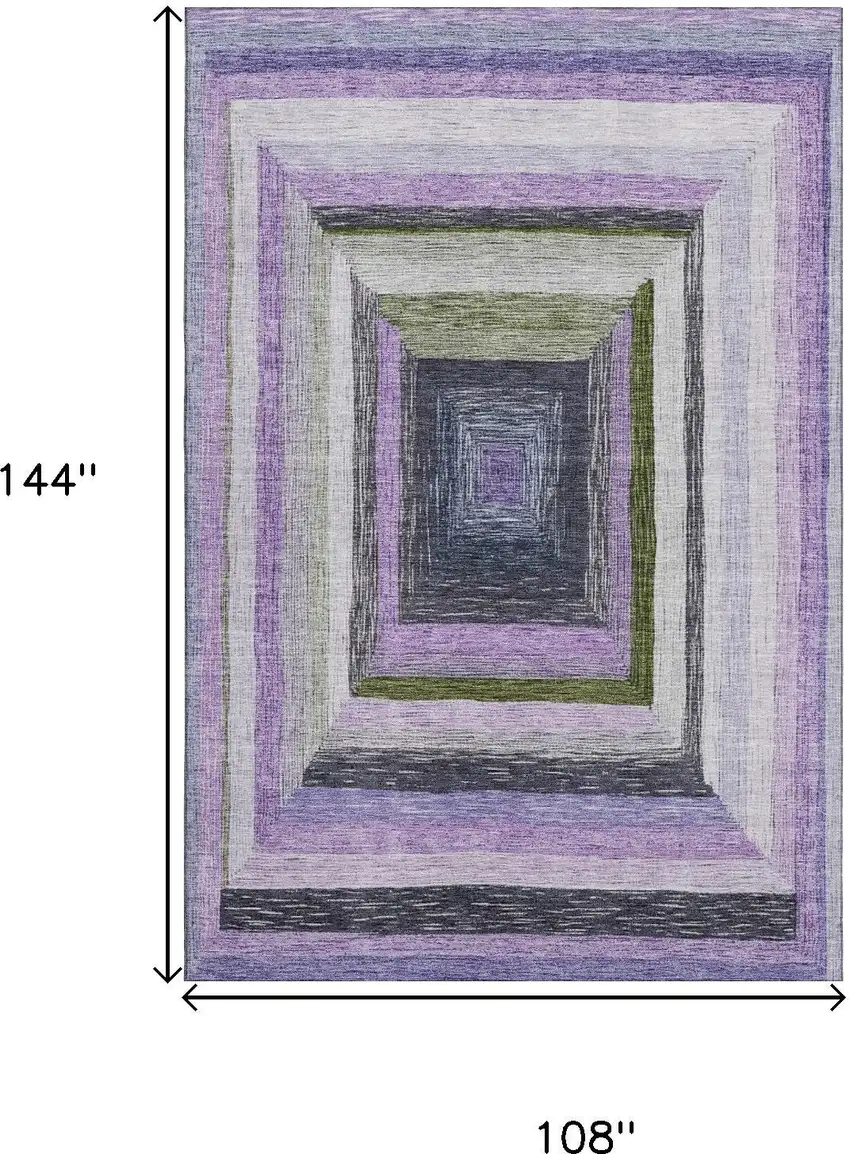 Lavender Ivory And Charcoal Geometric Washable Area Rug With UV Protection Photo 9