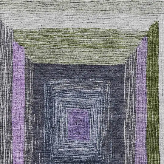 Lavender Ivory And Charcoal Geometric Washable Area Rug With UV Protection Photo 3