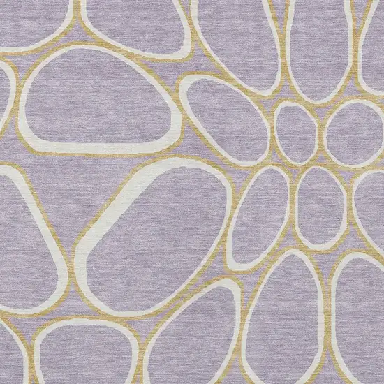 Lavender Ivory And Gold Abstract Washable Indoor Outdoor Area Rug Photo 6