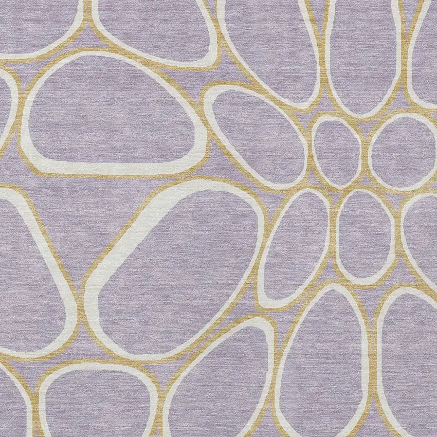 Lavender Ivory And Gold Abstract Washable Indoor Outdoor Area Rug Photo 6