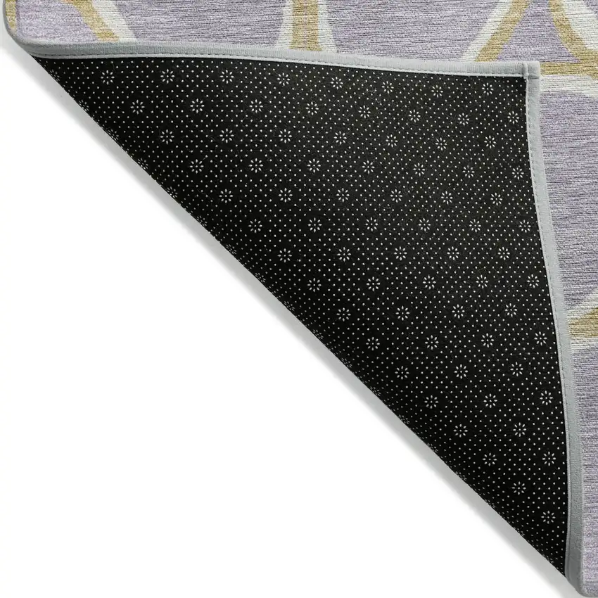 Lavender Ivory And Gold Abstract Washable Indoor Outdoor Area Rug Photo 4