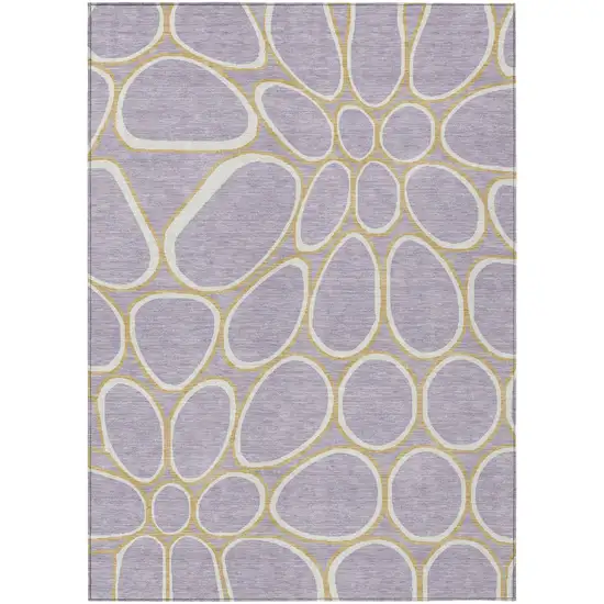 Lavender Ivory And Gold Abstract Washable Indoor Outdoor Area Rug Photo 2