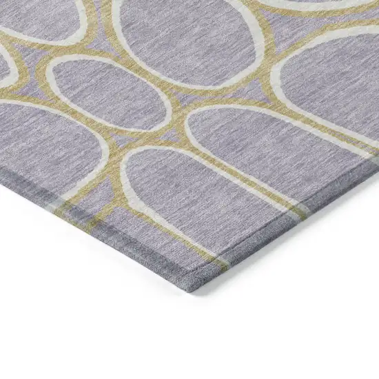 Lavender Ivory And Gold Abstract Washable Indoor Outdoor Area Rug Photo 5