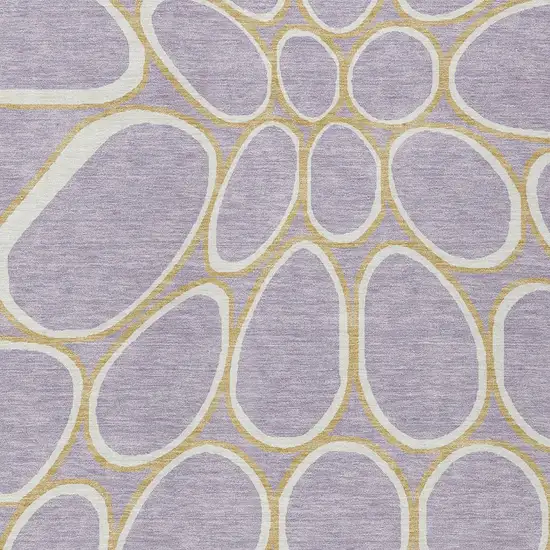 Lavender Ivory And Gold Abstract Washable Indoor Outdoor Area Rug Photo 6