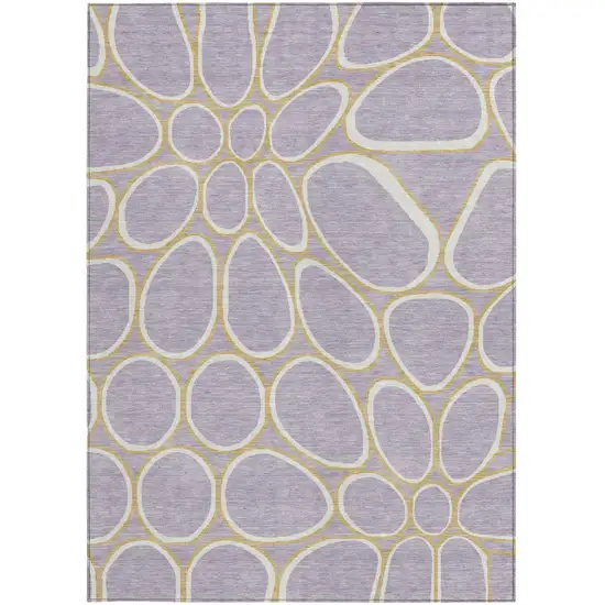 Lavender Ivory And Gold Abstract Washable Indoor Outdoor Area Rug Photo 8