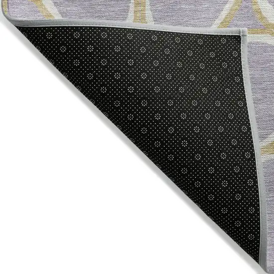 Lavender Ivory And Gold Abstract Washable Indoor Outdoor Area Rug Photo 4