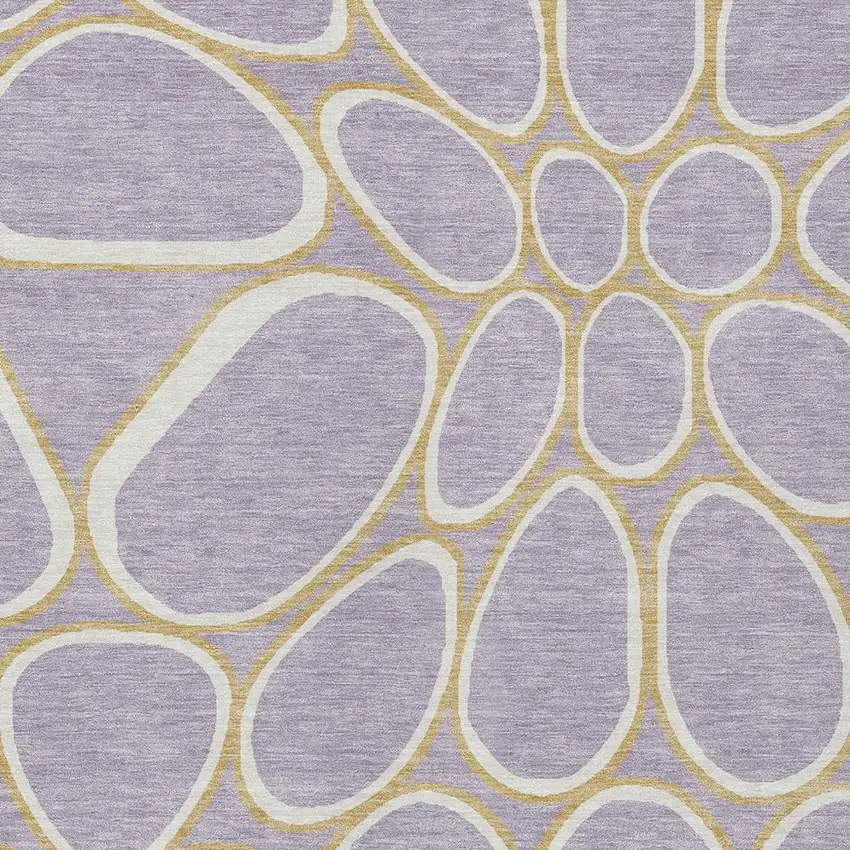 Lavender Ivory And Gold Abstract Washable Indoor Outdoor Area Rug Photo 6
