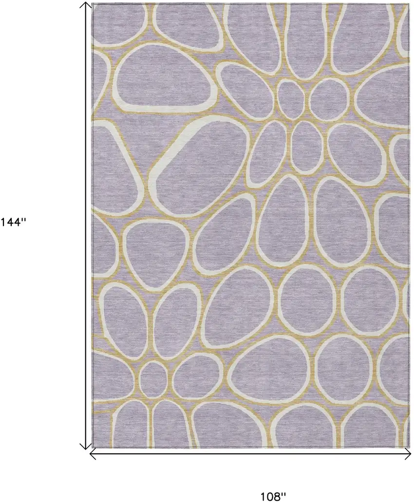 Lavender Ivory And Gold Abstract Washable Indoor Outdoor Area Rug Photo 3
