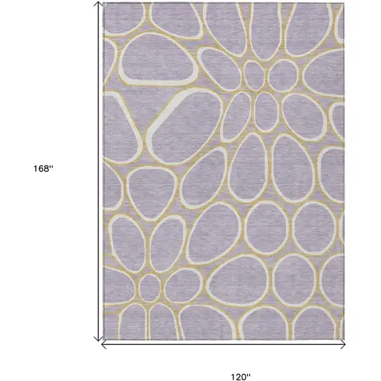 Lavender Ivory And Gold Abstract Washable Indoor Outdoor Area Rug Photo 3