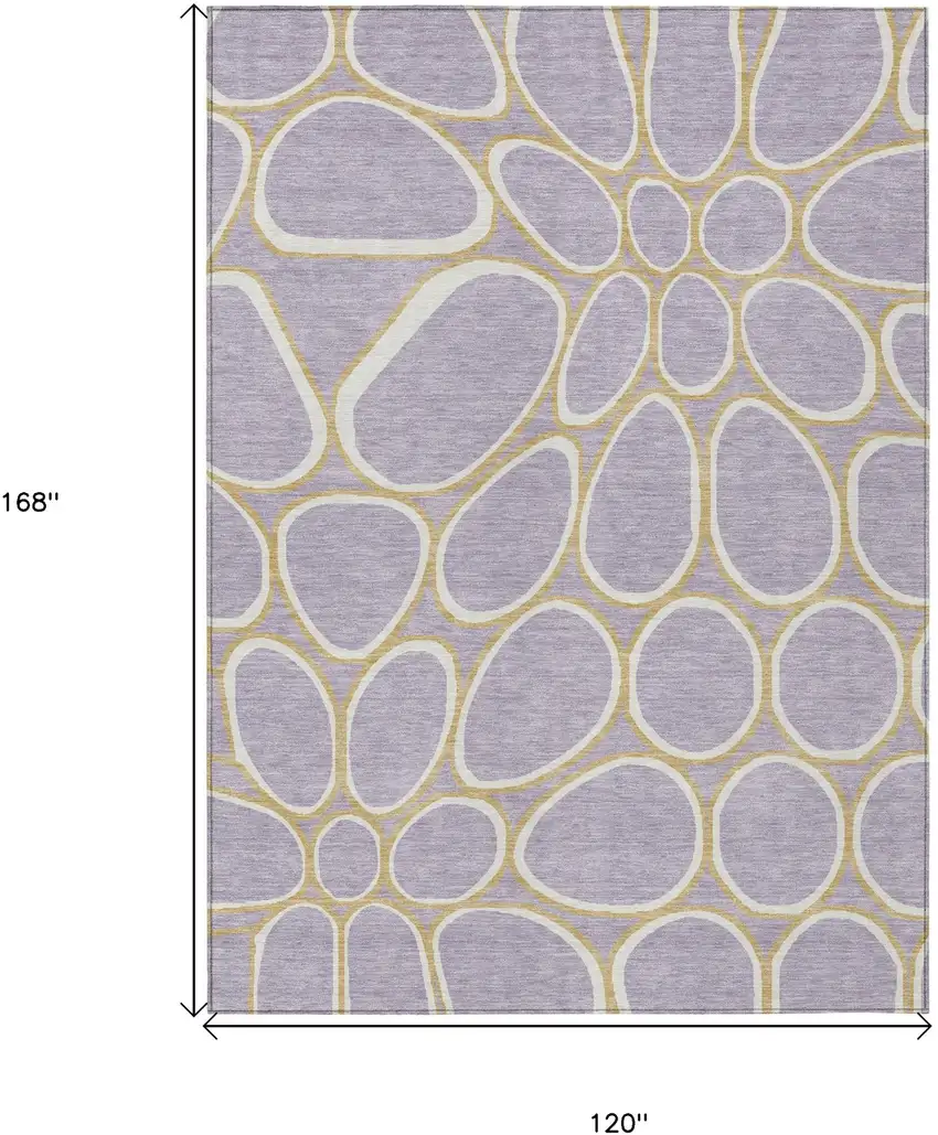 Lavender Ivory And Gold Abstract Washable Indoor Outdoor Area Rug Photo 3