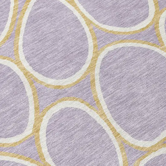 Lavender Ivory And Gold Abstract Washable Indoor Outdoor Area Rug Photo 7
